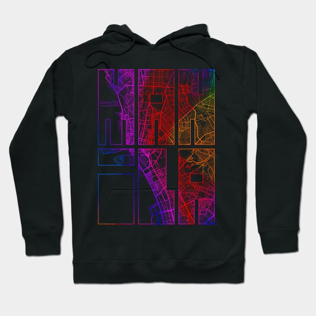 Manila, Philippines City Map Typography - Colorful Hoodie by deMAP Studio